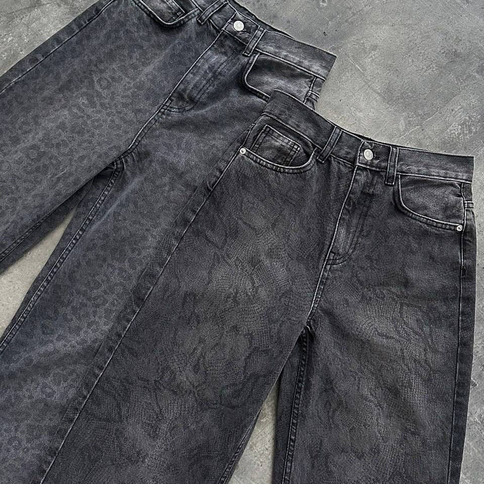 Damen Jeans im modischen Schlangenmuster mit hohem Bund und geradem Schnitt Drune