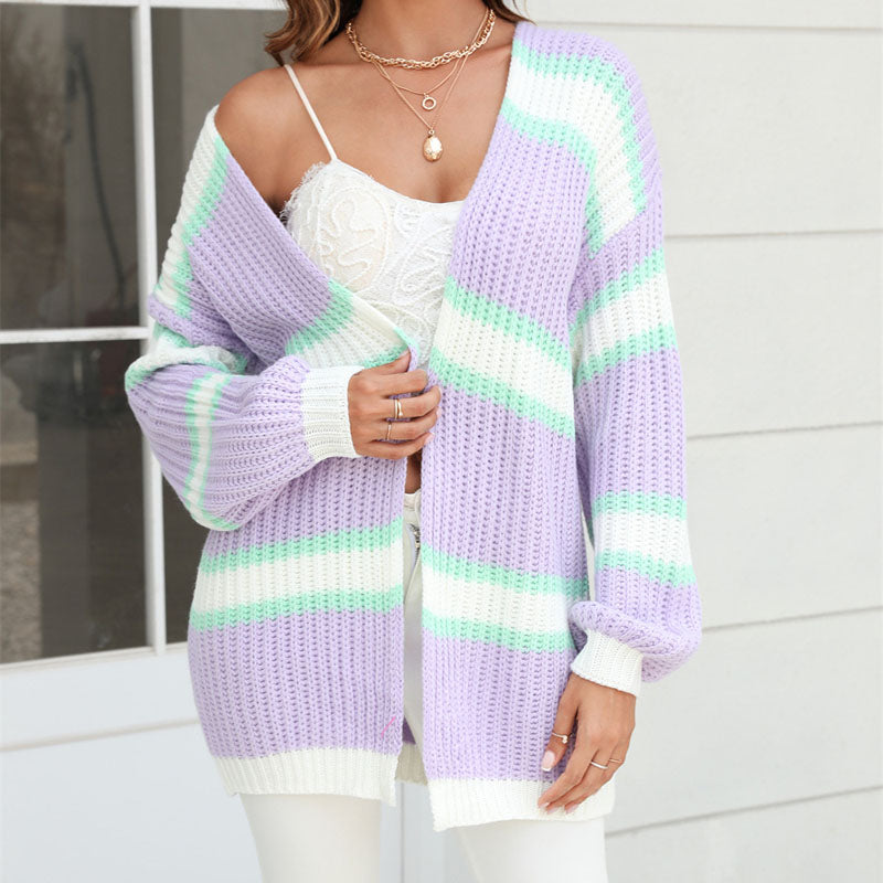 Drune | Gestreifter Strickcardigan Acryl Bunt, Weich