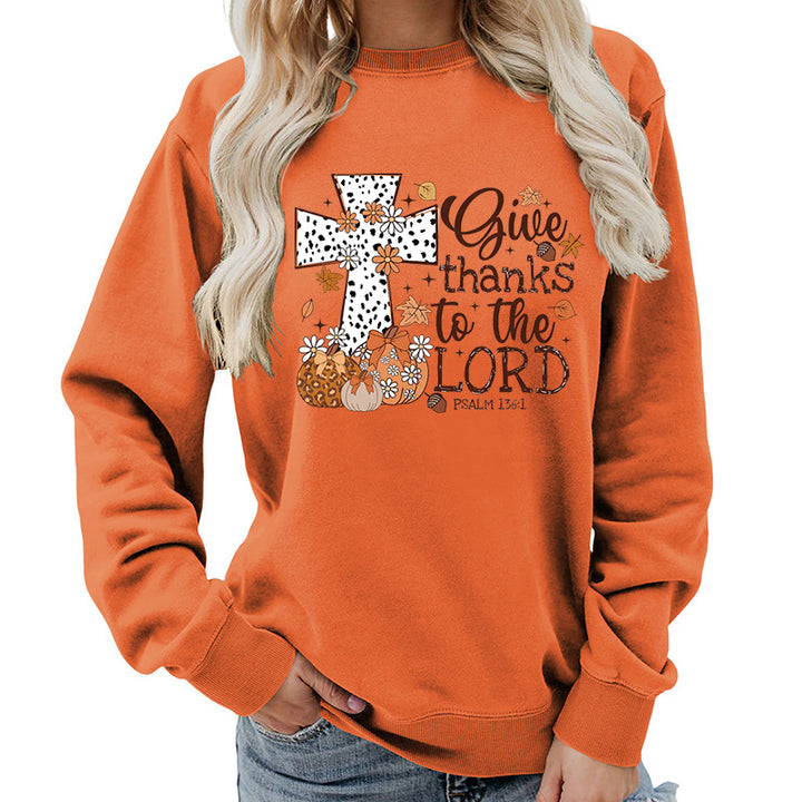 Damen Sweatshirt mit kreativem Kreuz-Aufdruck und herbstlichem Design Drune