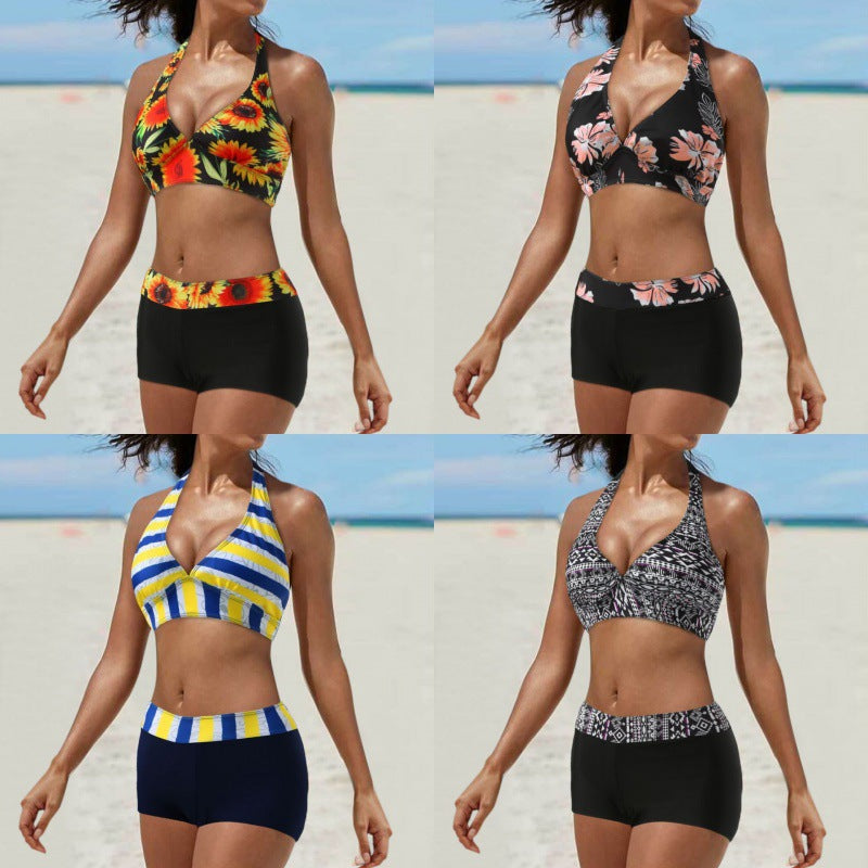 Damen Sportlicher Bikini mit hoch geschnittenem Unterteil Drune