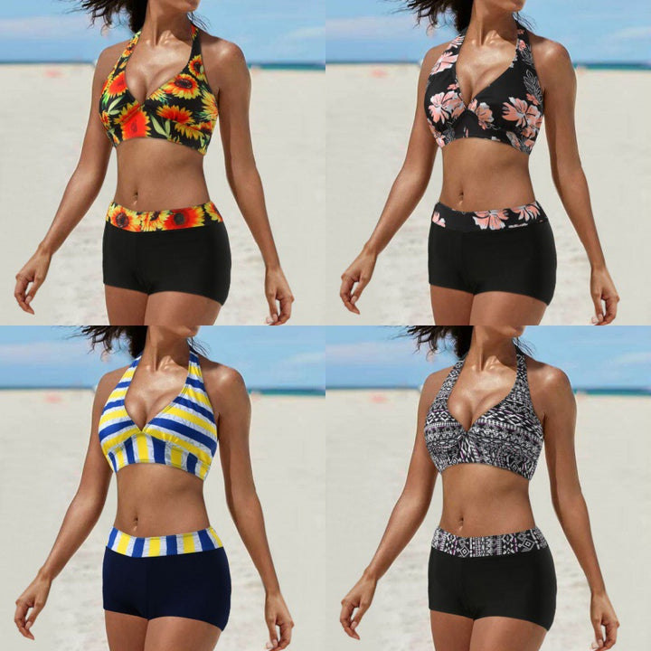 Damen Sportlicher Bikini mit hoch geschnittenem Unterteil Drune