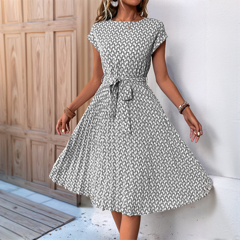 Damen Midikleid mit asymmetrischem Schnitt und modischem Bindegürtel Drune
