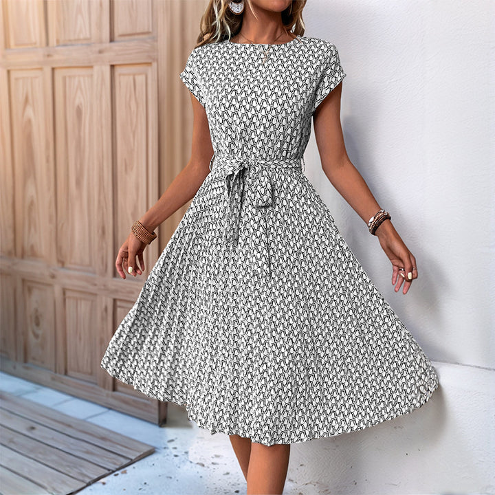 Damen Midikleid mit asymmetrischem Schnitt und modischem Bindegürtel Drune
