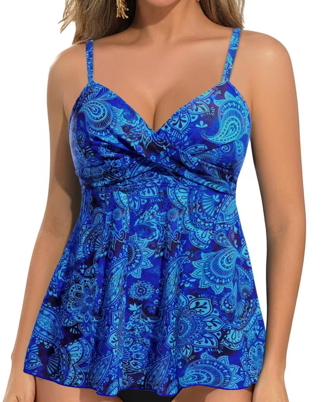 Damen Tankini-Oberteil mit Raffung und sanftem V-Ausschnitt Drune