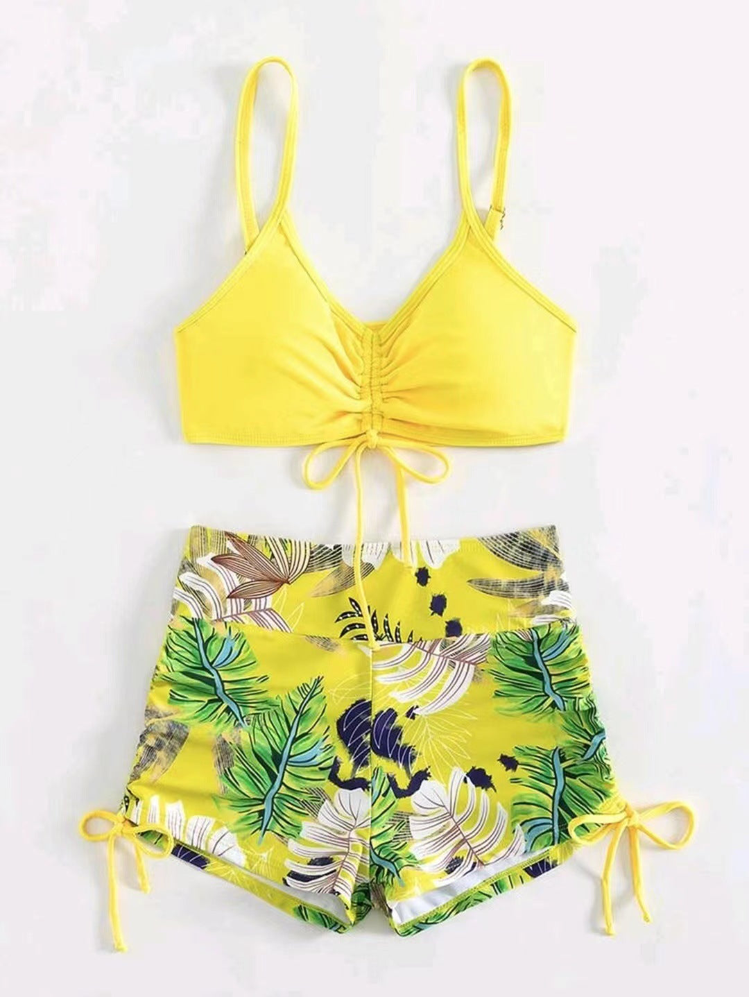 Damen Zweiteiliges Bikini-Set mit sportlichem Oberteil und hochgeschnittenen Shorts Drune
