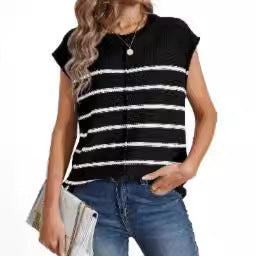 Damen lässiges Stricktop mit modischem Streifenmuster Drune