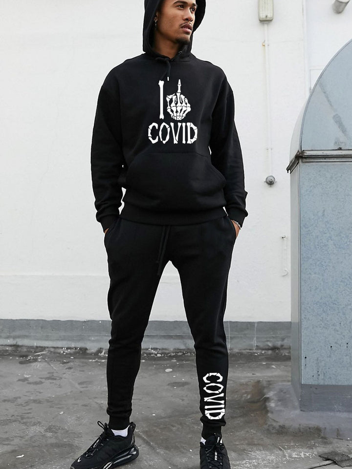 Herren Hoodie und Jogginghose Set mit mutigem Grafikdruck Drune