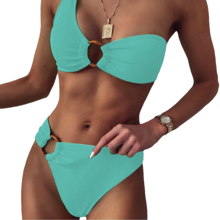 Damen Stilvoller Triangel-Bikini mit goldenen Details Drune