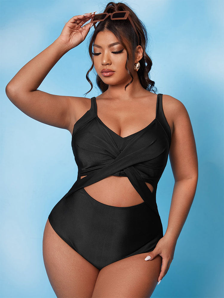 Damen Cut-Out Badeanzug mit Wickeldesign und stützendem Schnitt Drune