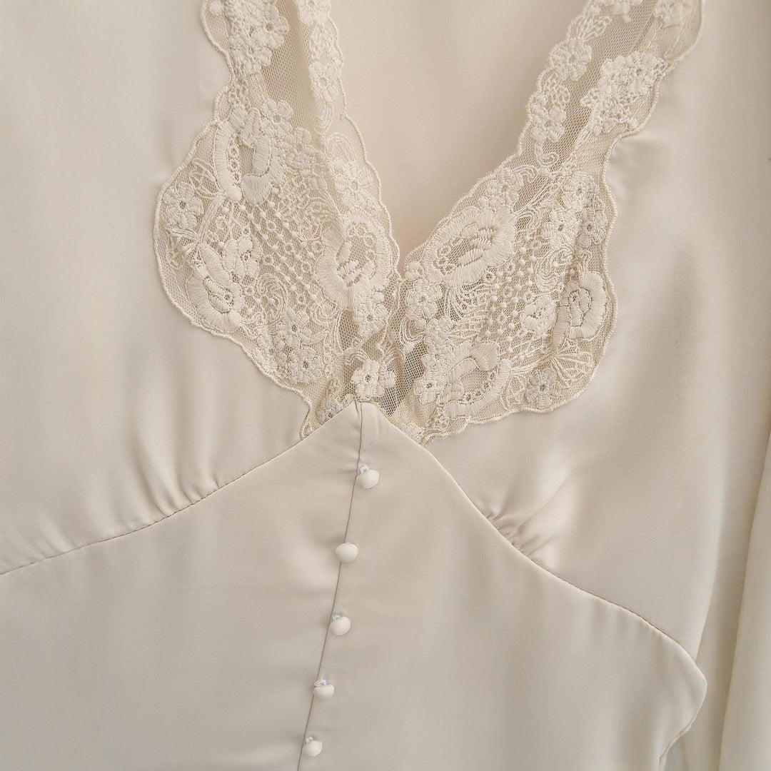 Damen elegante Bluse mit Spitzenakzenten Drune