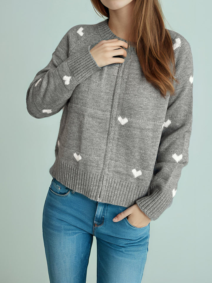Damen Strickjacke mit Herzmotiv und modernem Reißverschluss Drune