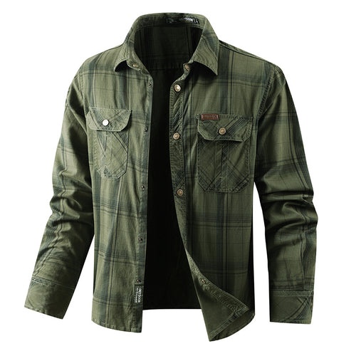 Herren nan verstärkte Utility-Hemdjacke aus Baumwoll-Twill mit Klappbrusttaschen und ergonomischer Ärmelnaht Drune