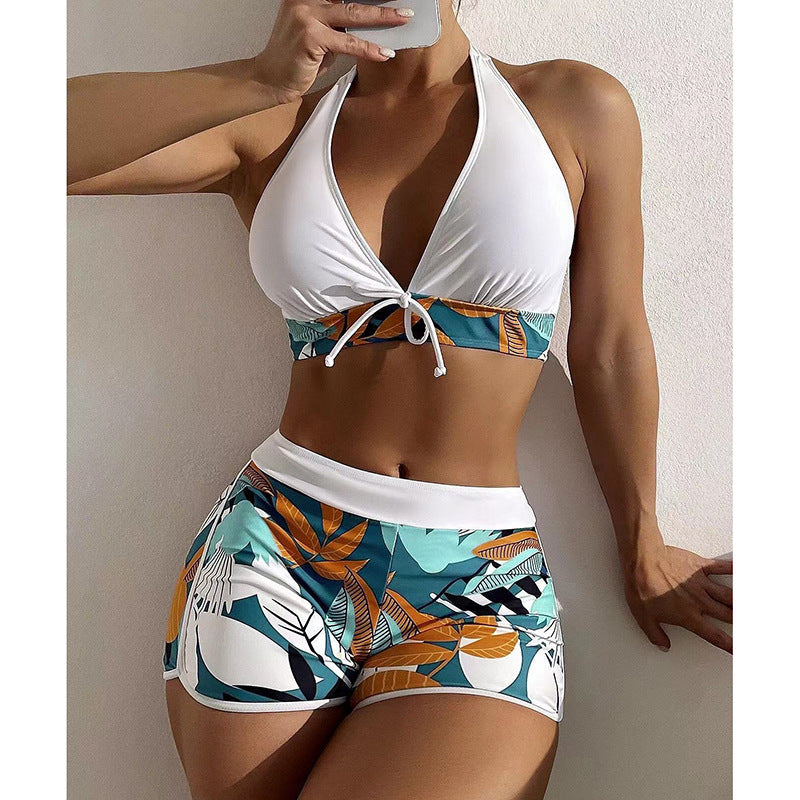 Damen Bikini-Set mit sportlichem High-Waist-Schnitt und verspieltem Blumenmuster Drune