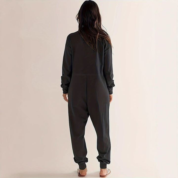 Damen Lässiger Jumpsuit mit praktischen Taschen und elegantem V-Ausschnitt Drune