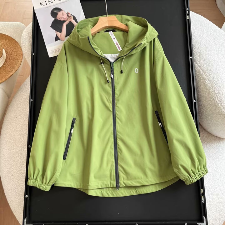 Damen leichte Windbreaker-Jacke mit seitlichen Reißverschlusstaschen Drune