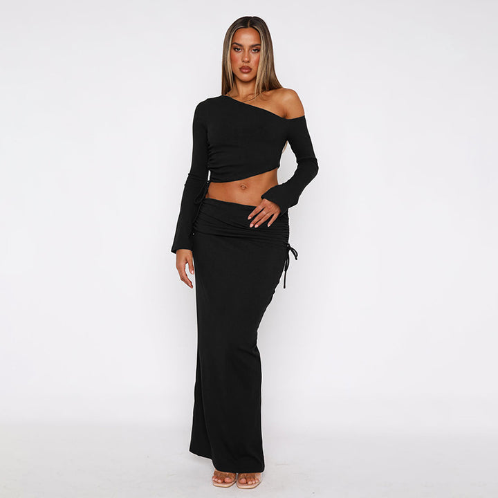 Damen Maxi-Kleid mit asymmetrischem Schnitt und eleganter Raffung Drune