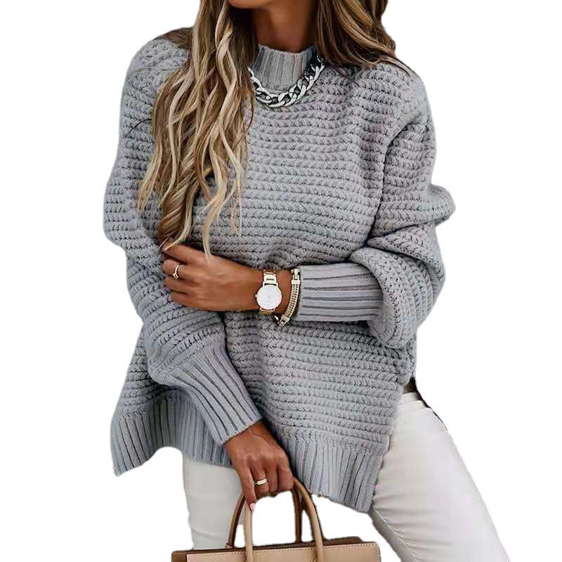 Damen Grobstrickpullover mit lässigem Schnitt und hohem Kragen Drune