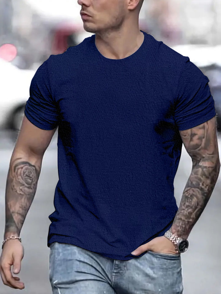 Herren lässiges T-Shirt mit strukturierter Oberfläche und bequemem Schnitt Drune