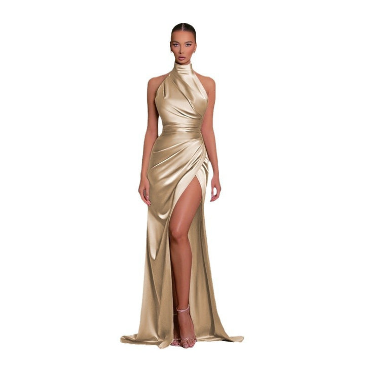 Damen glamouröses Abendkleid mit hohem Schlitz und eleganter Wickeloptik Drune