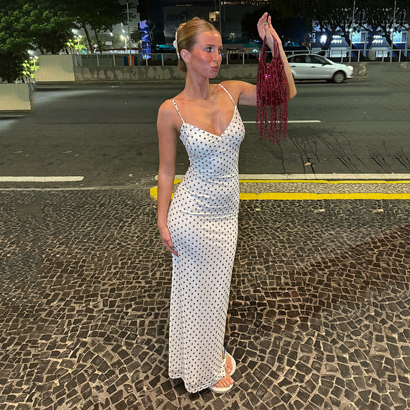 Damen Maxikleid mit seitlichem Schlitz und dekorativer Raffung Drune