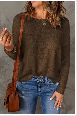 Damen Grober Strickpullover mit weitem Schnitt und dekorativem V-Ausschnitt Drune