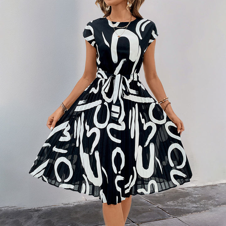 Damen Midikleid mit asymmetrischem Schnitt und modischem Bindegürtel Drune