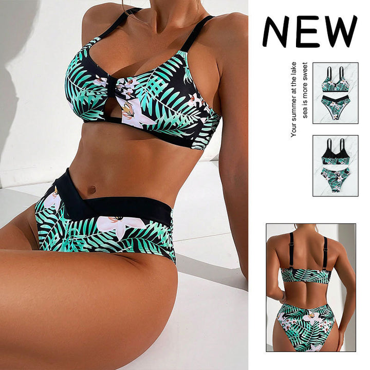 Damen Zweiteiliges Bikini-Set mit floralem Design und verstellbaren Trägern Drune