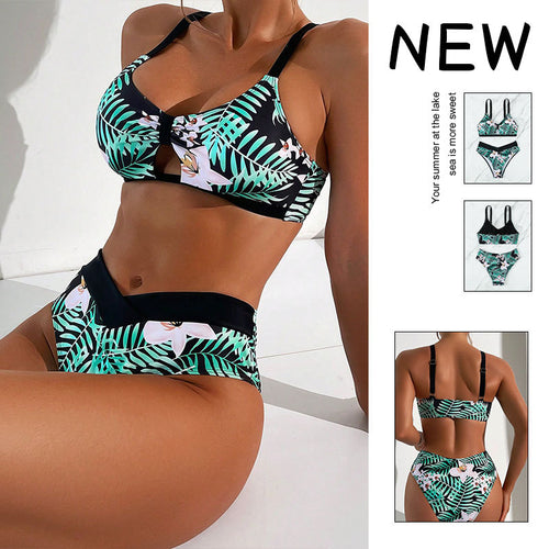 Damen Zweiteiliges Bikini-Set mit floralem Design und verstellbaren Trägern Drune