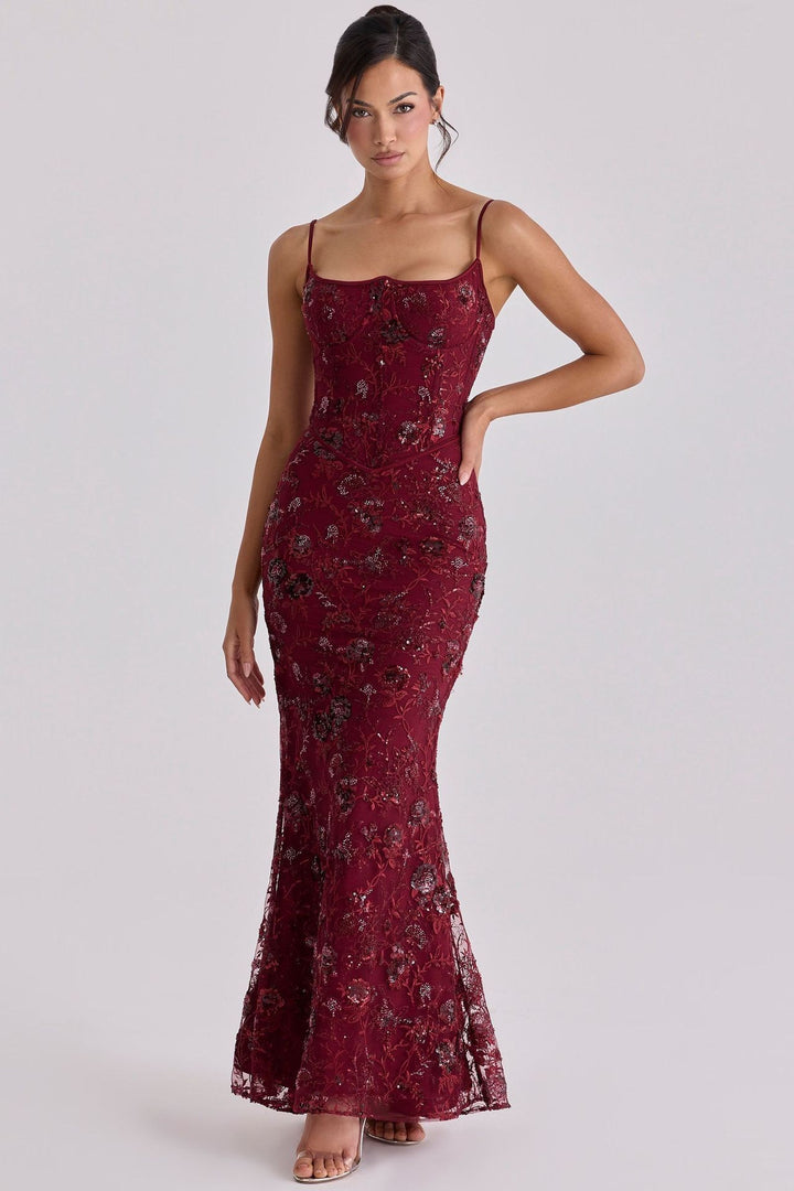 Damen Glamouröses Abendkleid mit funkelnden Pailletten Drune