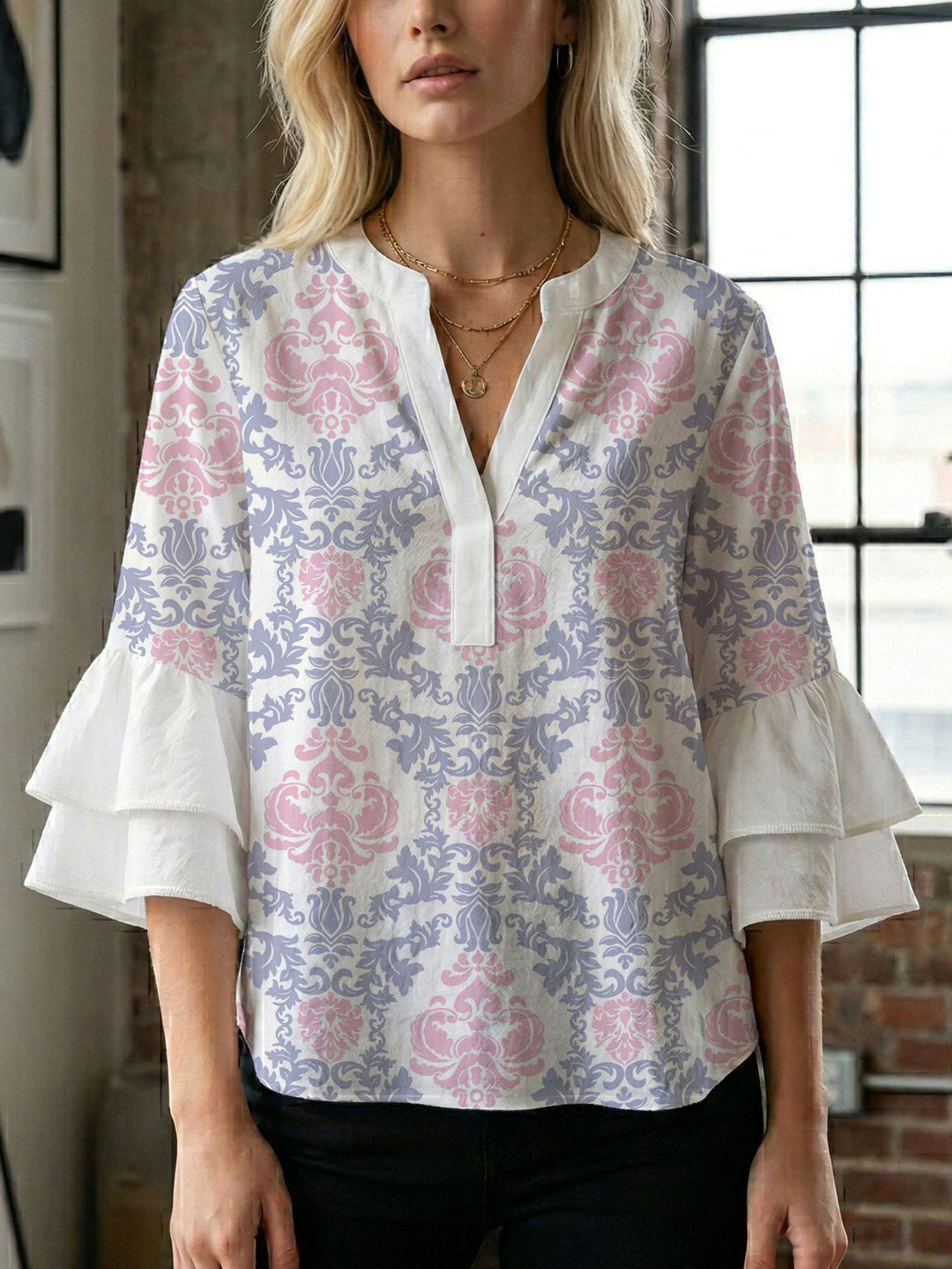 Damen Bluse mit wunderschönen floralem Design Drune