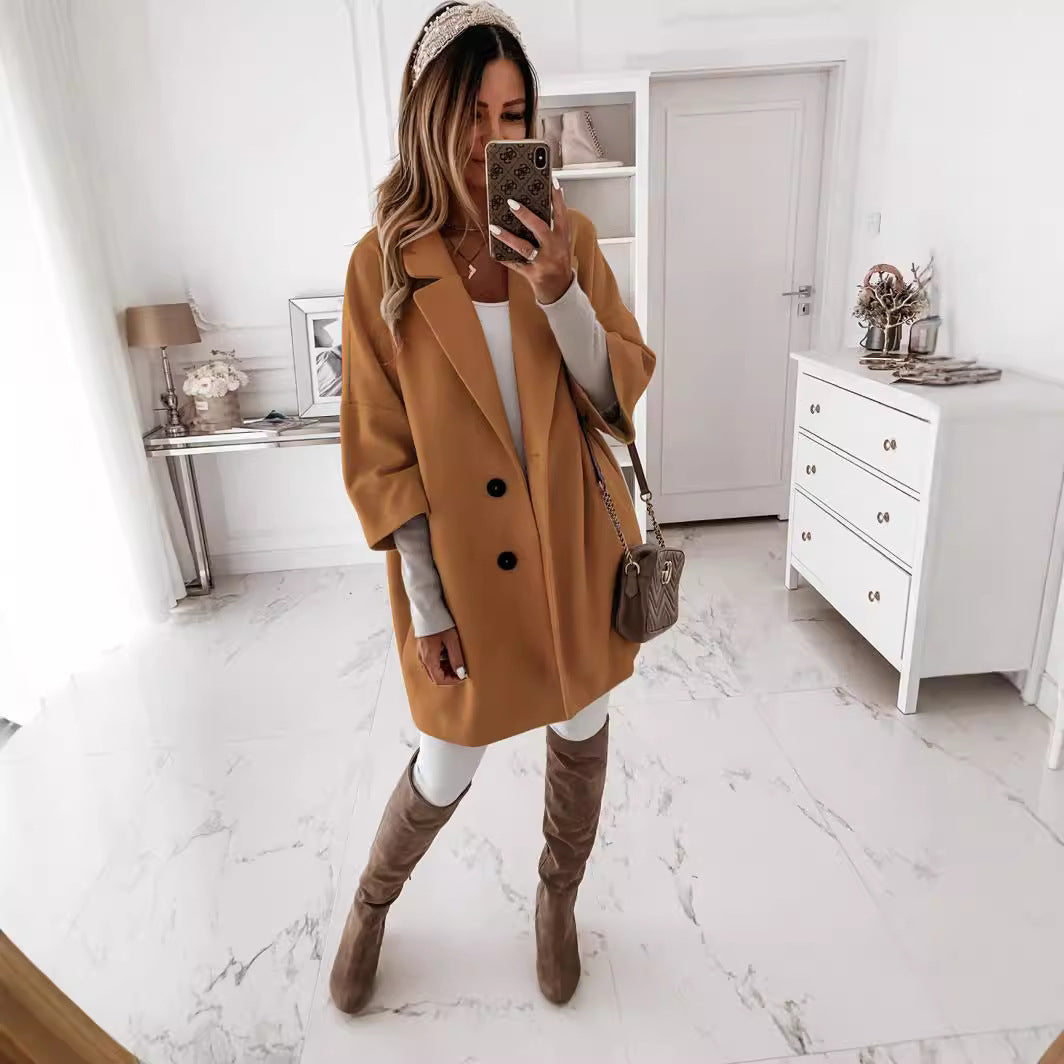 Damen Oversize Wollmantel Drune