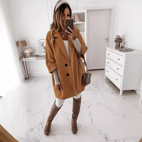 Damen Oversize Wollmantel Drune