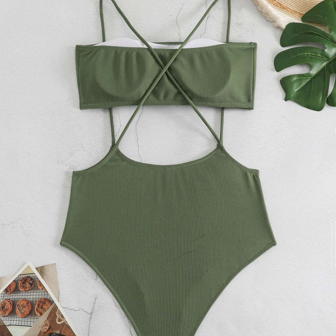 Damen Sportlicher Hochgeschnittener Bikini Drune