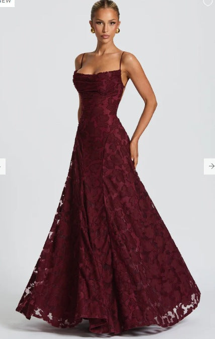 Damen Elegante Spitze A-Linie Abendkleid Drune