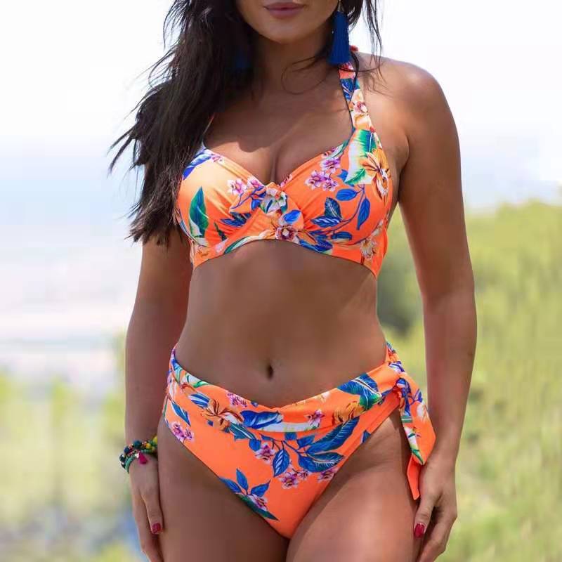 Damen Sportliches Bikini mit verstellbaren Trägern und Wickelunterteil Drune