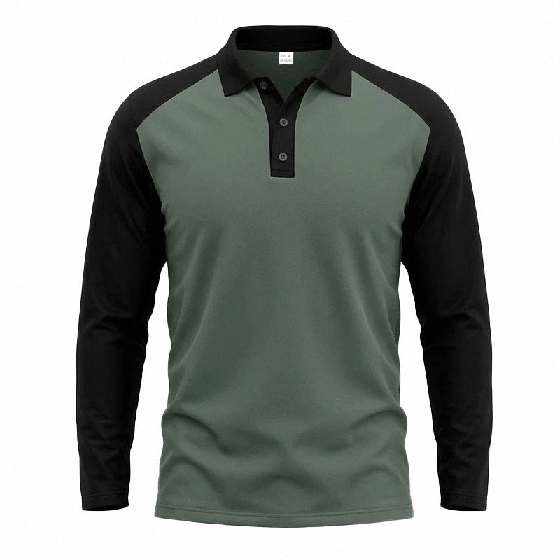 Herren nan langärmeliges Raglan-Polo aus Baumwollmix mit Knopfleiste und ergonomischem Schnitt Drune