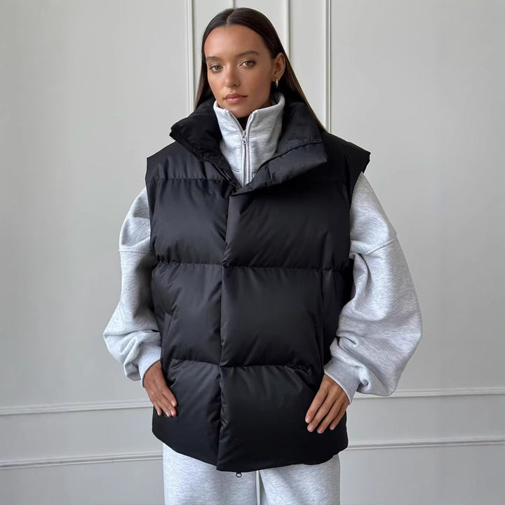 Damen Steppweste mit hohem Kragen und Taschen Drune