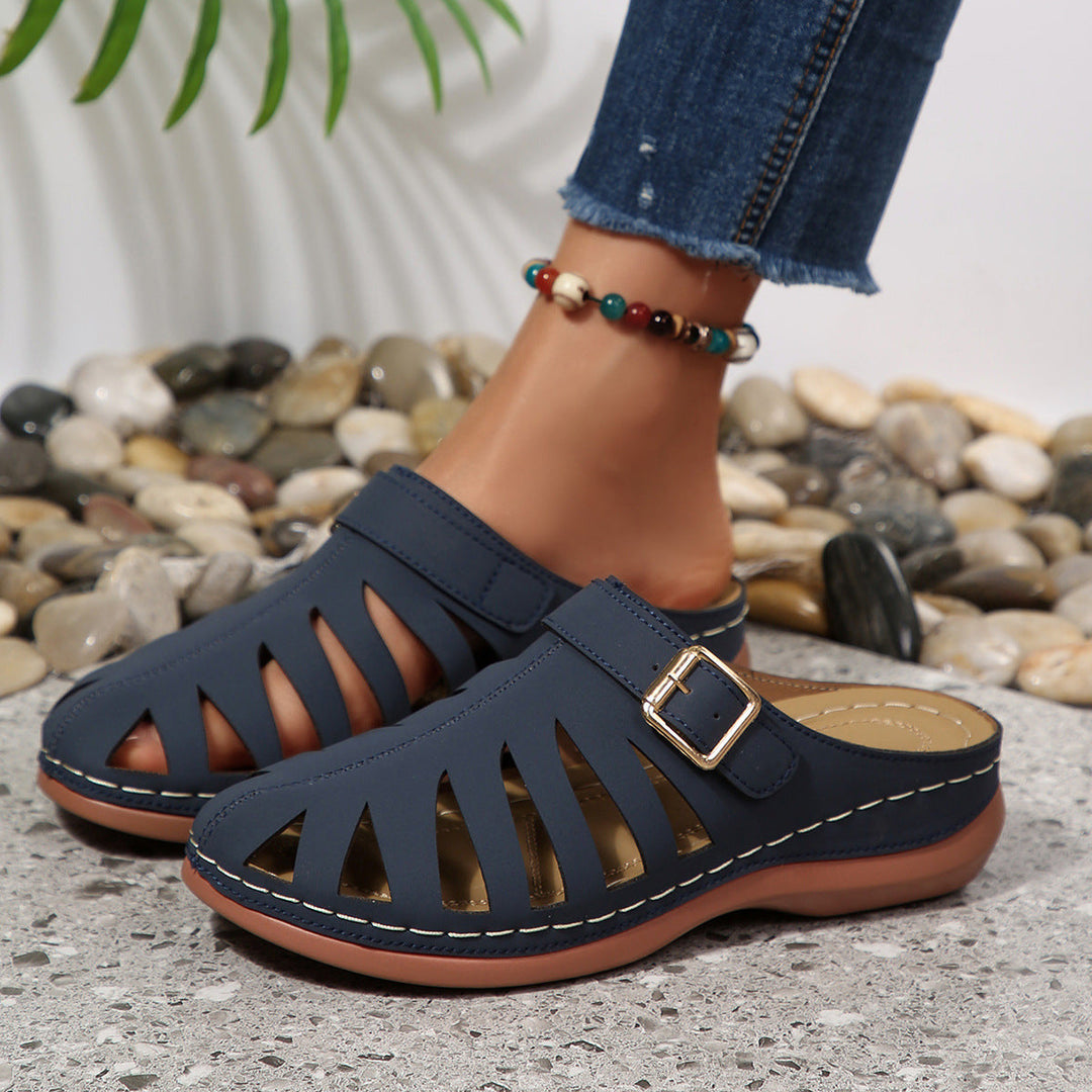 Damen offene Clogs mit modischem Schnitt und komfortabel verstellbarem Riemen Drune