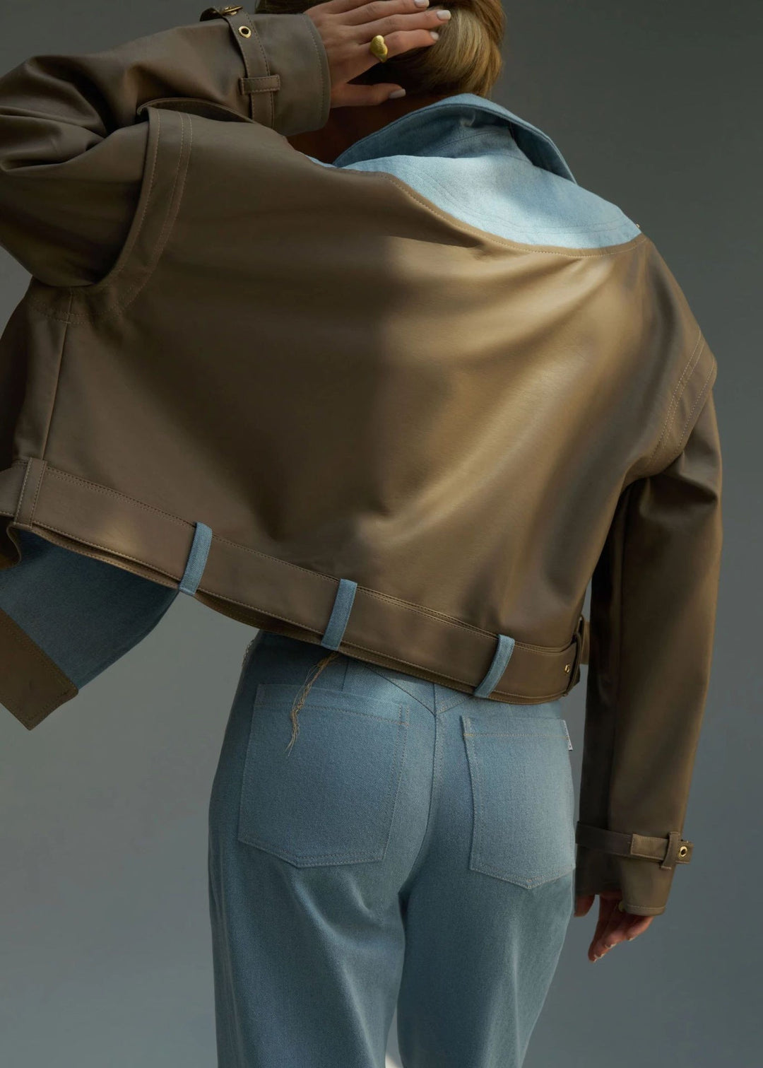 Drune | Zweifarbige Kunstlederjacke