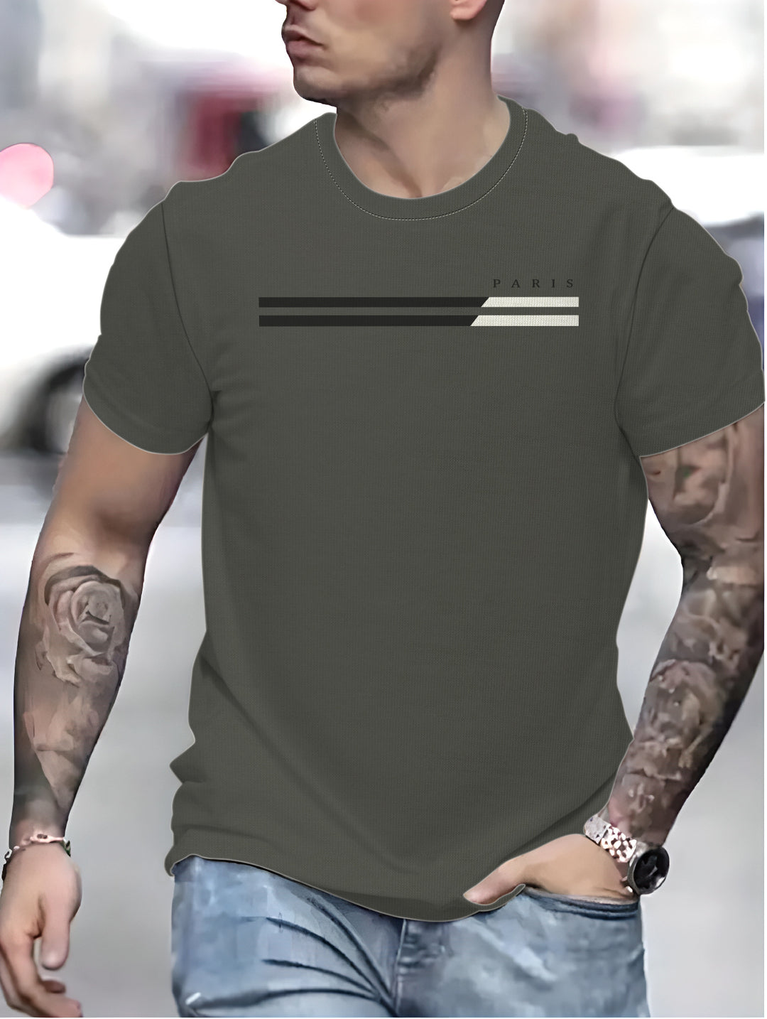 Herren T-Shirt mit stilvollem Linienmuster Drune