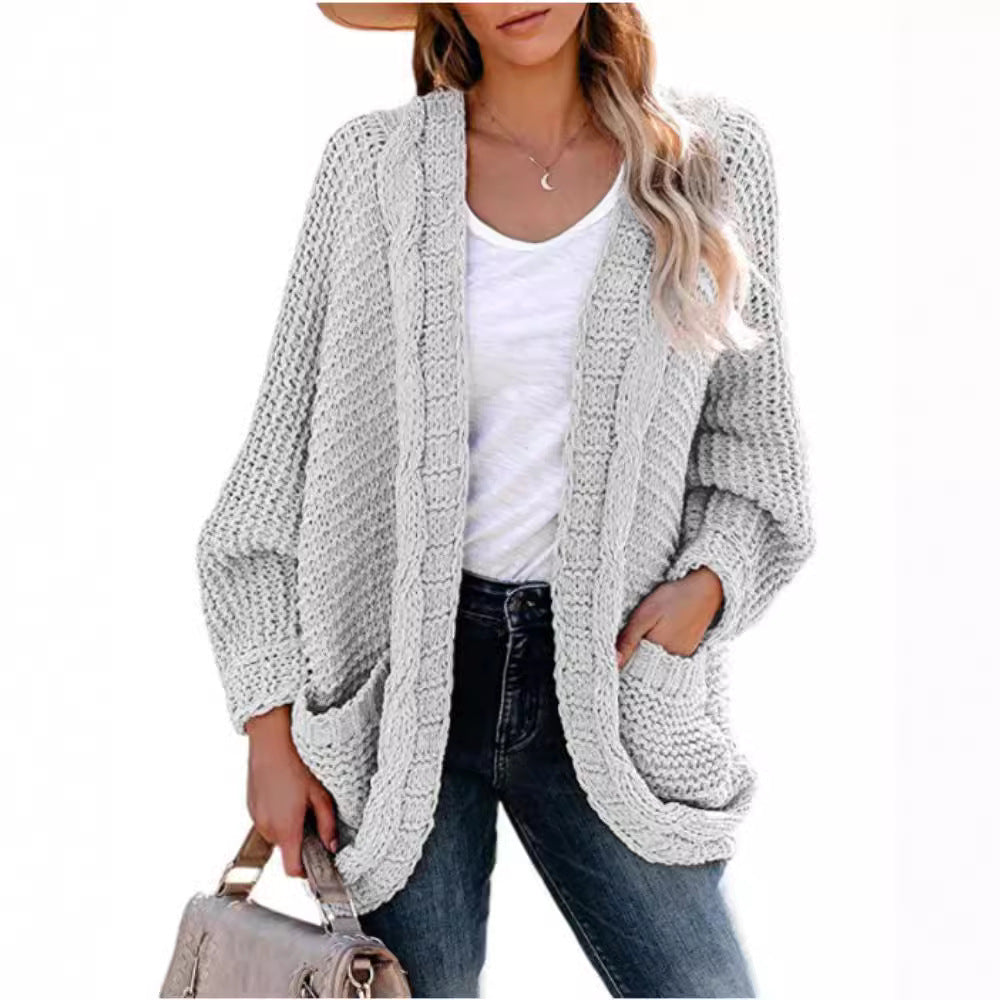 Damen Grobstrickjacke mit offenen Taschen und lässigem Schnitt Drune