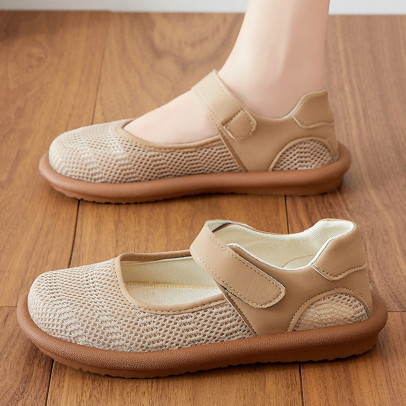 Damen nan atmungsaktive Mary-Jane Slipper mit Klettverschluss und ergonomischer Komfortsohle Drune