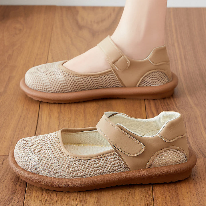 Damen nan atmungsaktive Mary-Jane Slipper mit Klettverschluss und ergonomischer Komfortsohle Drune
