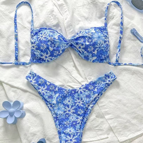 Damen Triangel-Bikini mit floralem Design Drune