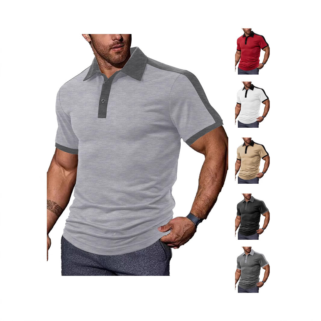 Herren nan figurnahes Kontrast-Poloshirt mit Schulterpasse und Hemdkragen Drune