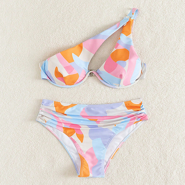 Damen Modischer Bikini mit asymmetrischem Oberteil Drune