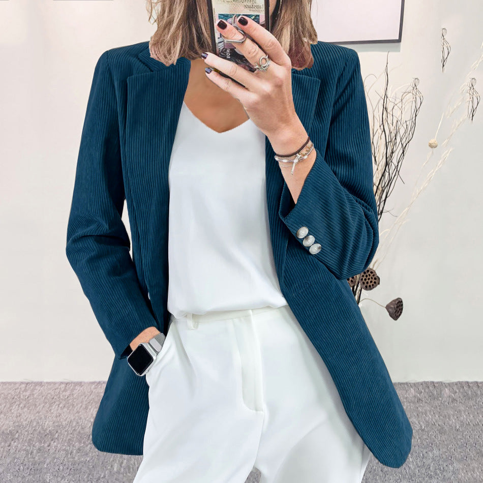 Damen Hochwertiger Cordblazer mit schmalem Schnitt und eleganten Details Drune