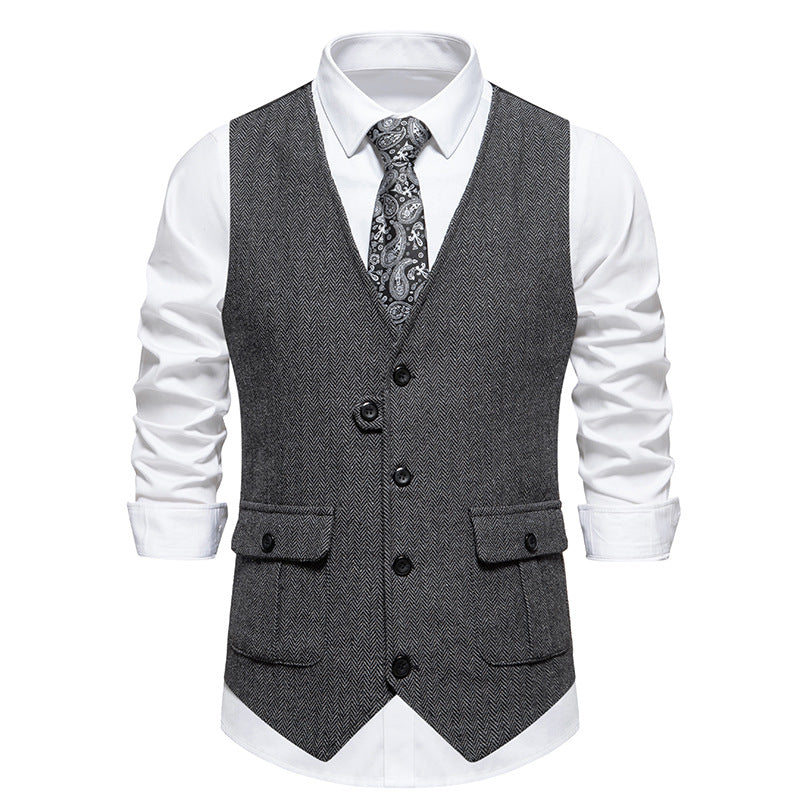 Herren elegante Weste im strukturierten Hahnentrittdesign Drune