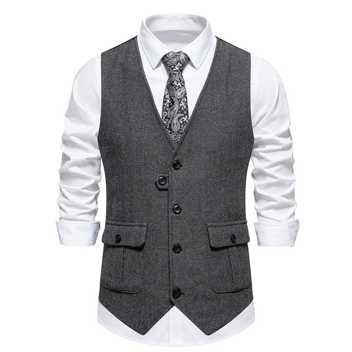 Herren elegante Weste im strukturierten Hahnentrittdesign Drune