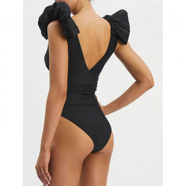 Damen Badeanzug mit elegantem Wickeldetail und langem, ombrefarbigem Rock Drune